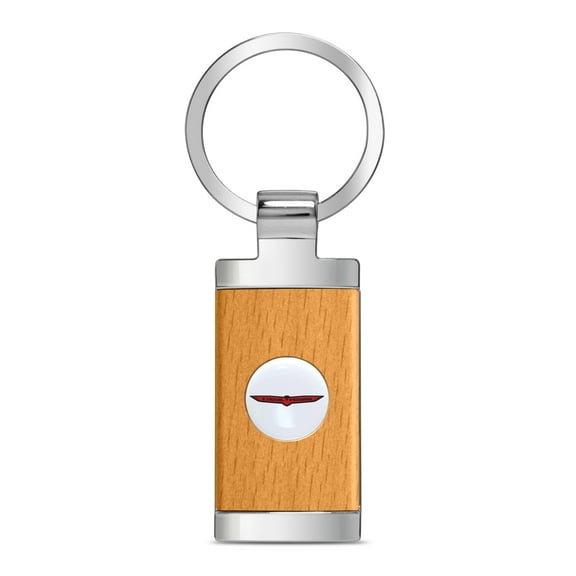 iPick Image for Jeep Trailhawk Roundel Logo in White on Maple Wood Chrome Metal Trim Key Chain, Official Licensed