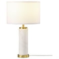 thumbnail image 2 of 25 Inch Table Lamp, White Fabric Drum Shade, Modern Gold Metal Round Base, 2 of 6