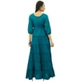thumbnail image 4 of Bimba Women's 3/4 Sleeve Summer Cotton Maxi Dress Drawstring Waist, 4 of 7
