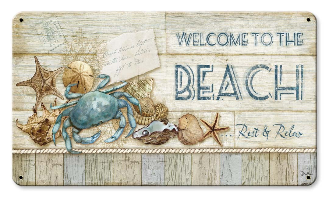 Pasttime Signs Welcome To The Beach Vintage Sign Vintage Metal Sign ...