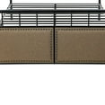 thumbnail image 3 of Benzara Metal Queen Bed Frame with Fabric Upholstered Headboard, Beige and Black, 3 of 4