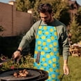 thumbnail image 4 of Yellow Lemon Fruit Slices Blue Pattern Apron-Garden Aprons for Women with Pockets-Cotton Linen Waterproof Kitchen Cooking Gardening Aprons Adjustable for Kitchen,Cooking,BBQ and Salon 33x27 Inch, 4 of 7