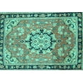 thumbnail image 1 of Ahgly Company Indoor Rectangle Persian Turquoise Blue Traditional Area Rugs, 7' x 9', 1 of 4