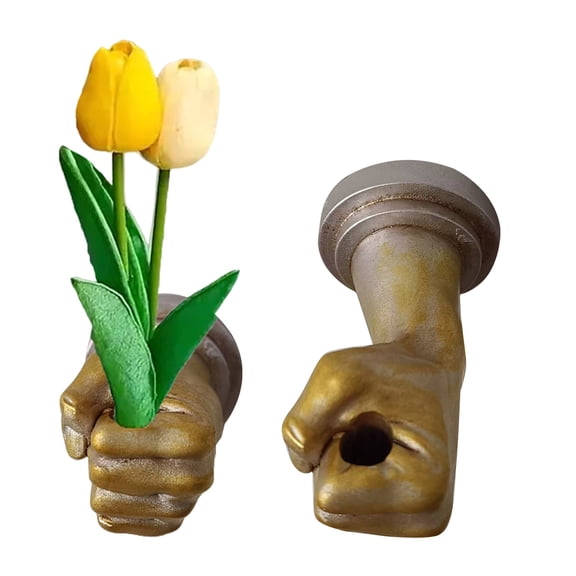 sunsanly Wall Decor Flower Holder Resin Fist Shape Flower Arranger Hand Sculpture Plant Holder for Bedroom Living Room Office