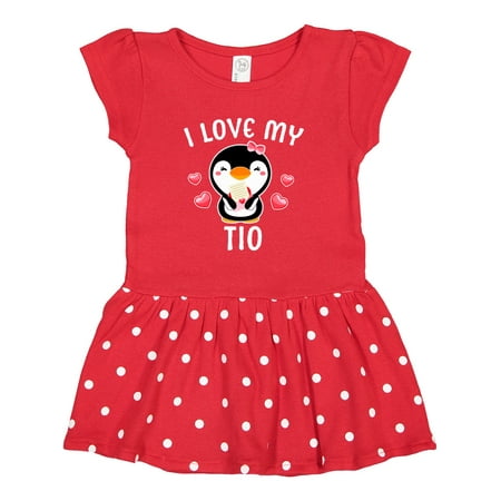 

Inktastic I Love My Tio with Cute Penguin and Hearts Gift Toddler Girl Dress