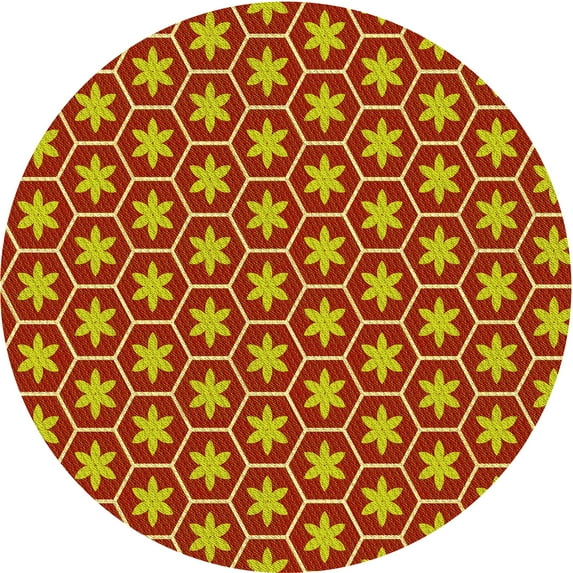 Ahgly Company Indoor Round Patterned Bee Yellow Area Rugs, 6' Round
