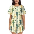 thumbnail image 1 of Balery Seahorse Conjunto de Pijama para Mujer con Estampado, Dos Piezas de Manga Corta y Shorts, Ropa de Dormir Suave con Cuello Redondo y Bolsillos-Small, 1 of 6