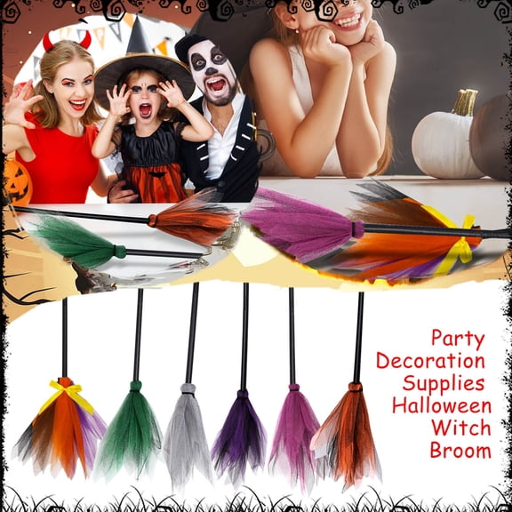 Witch Broom Accessory Detachable Flying Stick Prop for Halloween Costume Role Play Party Haunted House Decor, 35 Inch