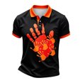 thumbnail image 2 of XIAONU Men's Family Handprint Polo Contrast Collar Short Sleeve Shirt Fitness Training Top, 2 of 4