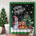 thumbnail image 4 of Shower Curtain 72"W x 96"L Christmas Snowman Cat Christmas Tree Green Plaid Fabric Shower Curtains Set with Hooks Water Repellent Bathroom Curtains Machine Washable Bathroom Accessories, 4 of 9