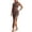 A-Brown304, variant on XIAOCHA Women's Two-Piece Skirt Set Sleeveless Crew-Neck High-Slit Summer Club Midi Suit