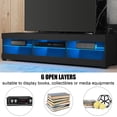 thumbnail image 2 of 57'' TV Stand for TVs up to 65 inch W/LED Lights High Gloss TV Cabinet Modern Entertainment Center Gaming Media Console with Storage, Black/White Finish, 2 of 10
