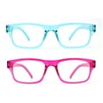 thumbnail image 2 of Pop Color Rectangle Blue Light Filtering Reading Glasses [Fuchsia Teal 2 pairs] +2.0, 2 of 5