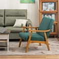 thumbnail image 2 of Upholstered Accent Chair, Armrest Accent Chair with Solid Wood Frame, Farmhouse Lounge Chair Reading Chair Lounge Chair for Living Room, Bedroom, Home Office, Weight Capacity 400 LBS, Emerald, 2 of 7