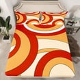 thumbnail image 2 of Homewish Abstract Circle Stripes 4 Pieces Queen Sheet Sets for Female Men Women,Retro Geometric Lines Ultra Soft Flat Sheet,Minimalist Mid Century Queen Fitted Sheet,Luxury Bedroom Decor, 2 of 7
