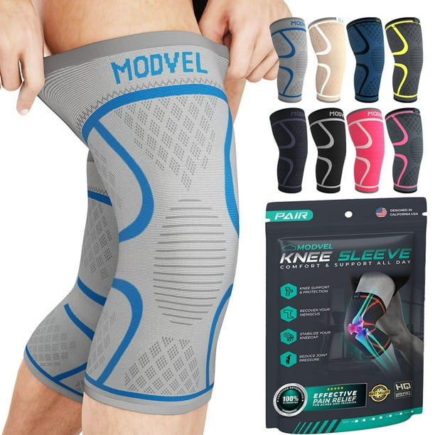 Rodilleras Modvel (2 unidades) para mujer y hombre: rodilleras de compresión para entrenamiento, alivio del dolor de rodilla, soporte articular para ligamento cruzado anterior (LCA), artritis y desgar