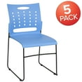thumbnail image 3 of BizChair 5 Pack 881 lb. Capacity Blue Sled Base Stack Chair with Carry Handle and Air-Vent Back, 3 of 14