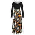 thumbnail image 5 of Enjoytime Robe à Manches Longues pour Femmes, Mignonne, Imprimée, Col Rond, Patchwork, Robes Maxi, Décontractée, Élégante, Gothique, Costume d'Halloween, Beige, TTG, 5 of 5