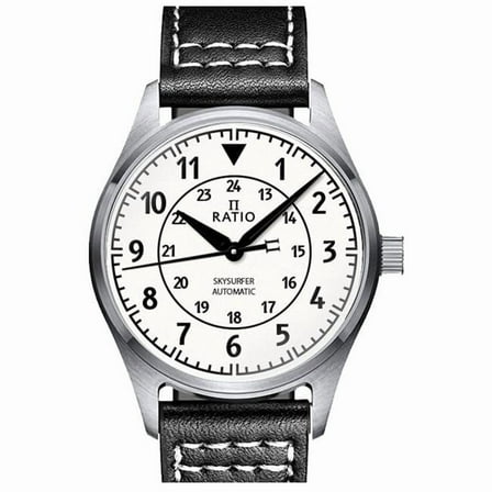 Skysurfer Pilot Full Luminous Dial Leather Automatic 200M Mens Watch, White