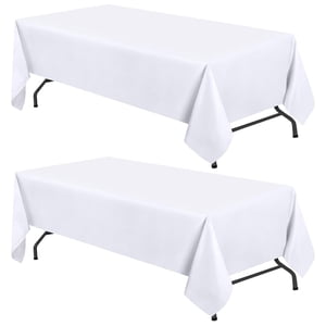 WEALUXE White Rectangular Tablecloths, 2 Pack, 60x102 In