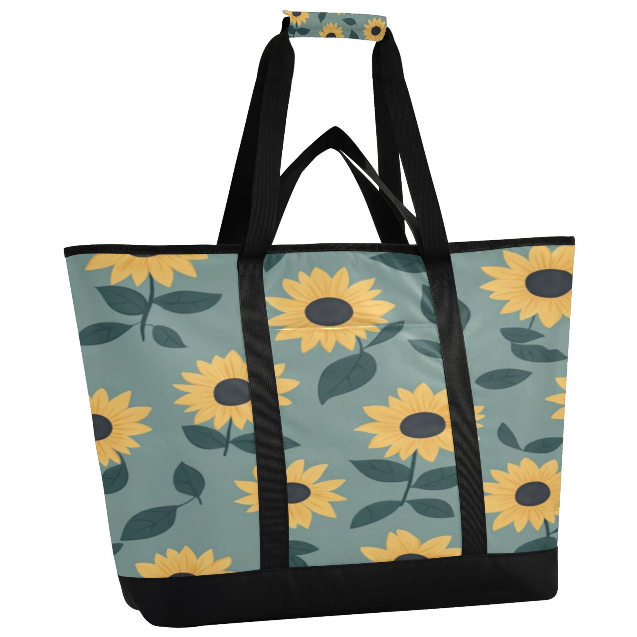 Large Hand-held Ice Pack Picnic Bag Insulation and Refrigeration Suitable for Shopping Picnics and Camping Lovely Sunflower