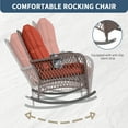 thumbnail image 6 of Poteban 3-Piece Outdoor Rocking Chairs, Brown Wicker Patio Furniture with Thickened Cushions and Table for Porch (Wine Red), 6 of 10