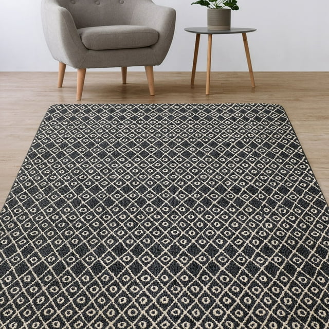 Mainstays Modern Abstract Pattern Scandinavian Tufted Charcoal White, Machine Washable Area Rug 5x7, Ideal for Living room, Dining area, bedroom