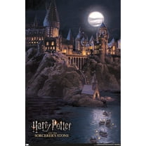 Harry Potter and the Sorcerer's Stone - Hogwarts at Night Wall Poster, 14.725" x 22.375"
