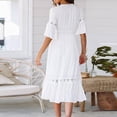 thumbnail image 3 of Pisexur Robe d'Été pour Femme à Manches à Volants, Col en V, Couleur Unie, Robe Maxi Ample et Confortable, Robe Soleil Évasée, 3 of 6