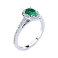 thumbnail image 2 of SuperJeweler 1 Carat Oval Shape Created Emerald and Halo Diamond Ring In Sterling Silver For Women, 2 of 6