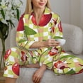thumbnail image 6 of Uemuo Cherries and Ladybirds Pattern Womens Pajama Sets,PJ Set for Women,Pajamas for Women Logo,Long Sleeve Pajama Set for Women,Soft Long Sleeve Top With Pants-Small, 6 of 9