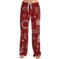 thumbnail image 3 of Hearthz Christmas Women Pajama Pant Winter Wide Leg Pj Bottoms Printed Fall Drawstring Women Lounge Pants, 3 of 7