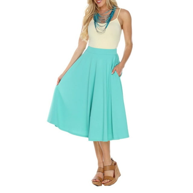 White Mark Jupe Midi Évasée pour Femme, Menthe, TG
