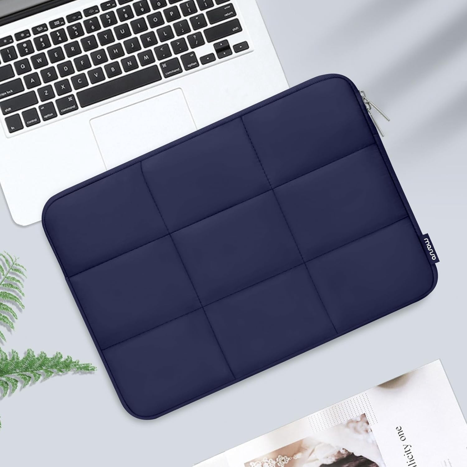 MOSISO 13-14 inch Laptop Case, 13.3 inch Puffy Laptop Sleeve Compatible with MacBook Air 13 13.3 13.6/Pro 13/14, HP, Dell, ASUS, Lenovo, Rectangle Quilted Puffer Computer Bag for Women