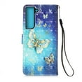 thumbnail image 3 of SaniMore Magnetic Flip Wallet Case for Samsung Galaxy S24 6.1", RFID Blocking Card Holder Painted Pattern PU Leather Cover with Kickstand & Wrist Strap Shockproof Protective Shell, Golden Butterfly, 3 of 5