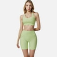thumbnail image 6 of Women's Seamless Ribbed Sports Bra with Scoop Neck and Wide Straps - Large, Green, 6 of 7