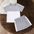 thumbnail image 4 of LJEFF Girls Color Block T-Shirt & Skort Set, Short Sleeve Elastic Waist Soft Comfortable Casual 2PC Outfit Gray Size 4 T, 4 of 9