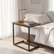 C Shaped End Sofa Table, TV Tray Couch Side Table for Living Room, Bedroom, With widened tabletop,27(H) x 21.1(W) x 11.4(D), Brown