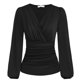 thumbnail image 2 of Top Cruzado Con Cuello En V NikouMX Blusa Con Mangas Largas S M L XL XXL, 2 of 2