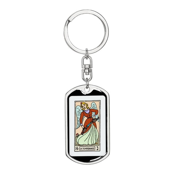 Tarot Card The Temperance Keychain Dog Tag Stainless Steel or 18k Gold