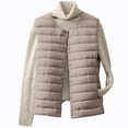 thumbnail image 2 of BLTIBY Puffer Vest for Women Fall Winter Quilted Sleeveless Crewneck Warm Jackets with Pockets Fashion Button Doen Puffy Coat Outerwear Khaki XXL, 2 of 9