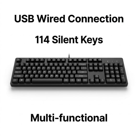 Redragon Wired PC Keyboard with USB Connection, Full Size 114 Keys，Waterproof Keyboard with Quiet Silent Keystroke for Windows 11/10/8/7/XP, Mac OS,VISTA