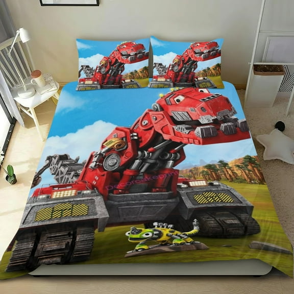 dinotrux Themed Bed Sheet Set Three Piece Set 53x79 In ches Comfortable And Skin Friendly Unique Design Creating A Star Studded Night Home Decor Gifts For Family Friends fans