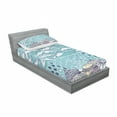 thumbnail image 3 of Autumn Bedding Set with Sheet & Covers, Funky Overcast Day Cumulus Clouds Like Sea Wave Floating Wet on Umbrella, Printed Bedroom Decor 2 Shams, 4 Sizes, Blue Purple, by Ambesonne, 3 of 3