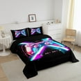 thumbnail image 3 of Erosebridal Gradient Gamepad Bedding Full Comforter Set, Kids Teens Games Down Comforter, Neon Light Decor, REversible 3 Pieces, Microfiber, 3 of 7