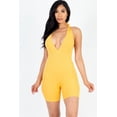 thumbnail image 6 of Relaxed Solid Halter V-Neck Ribbed Bodycon Playsuit, 6 of 11