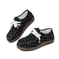 thumbnail image 3 of EKVAHL Women's Lace Up Casual Shoes, Orthopedic Tennis Sneakers Walking Shoes, Washed Suede Polka Dot Arch Support Wide Fit Daily Shopping Weekend Outdoor Shoes Black, 3 of 5