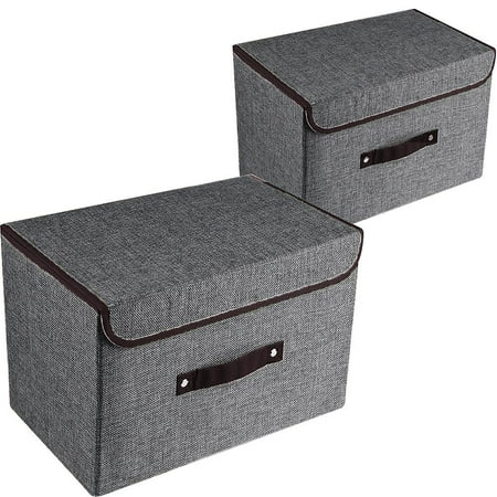 2-piece Set Large Storage Boxes With Lids And Handles, Collapsible ...