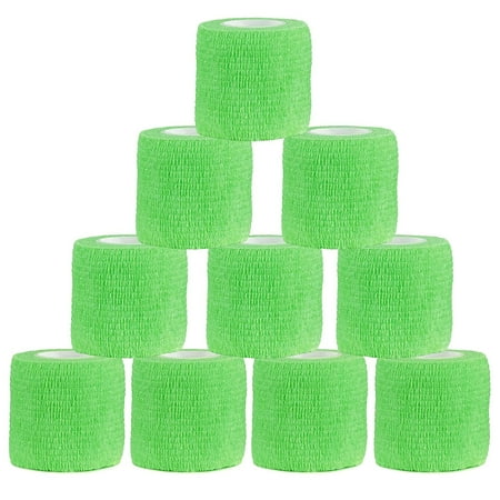 Tattoo Grip Cover Wrap,10PCS Disposable Cohesive Tattoo Grip Cover Elastic Bandage Handle Grip Tube for Tattoo Machine Tattoo Grip Accessories(Phosphor Green)