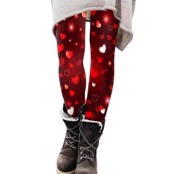 YUEHUA Black Leggings for Women Brushed Buttery Soft Heart Pattern Warm Spring Yoga PantsLeggings Valentine's Day Gifts